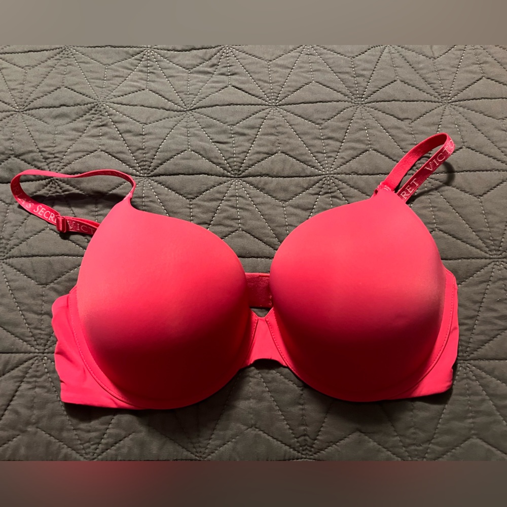 Bright pink Victoria Secret logo bra